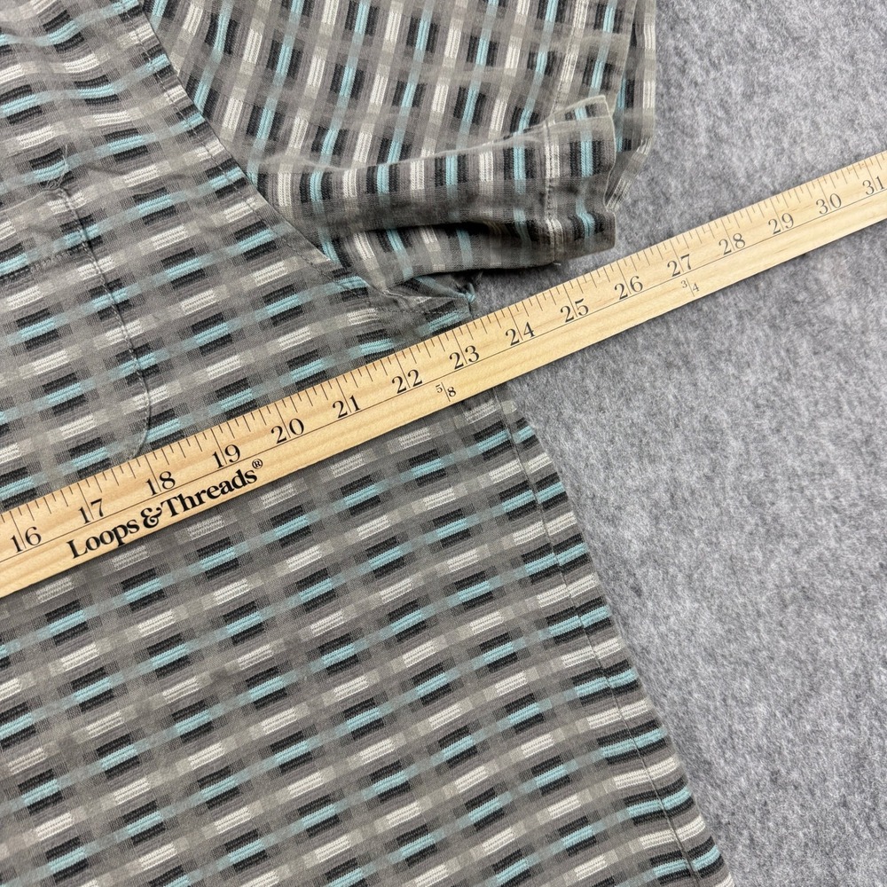 Tommy Bahama Mens Camp Shirt Large Gray Geometric Print Heritage Silk Cotton - Picture 5 of 11